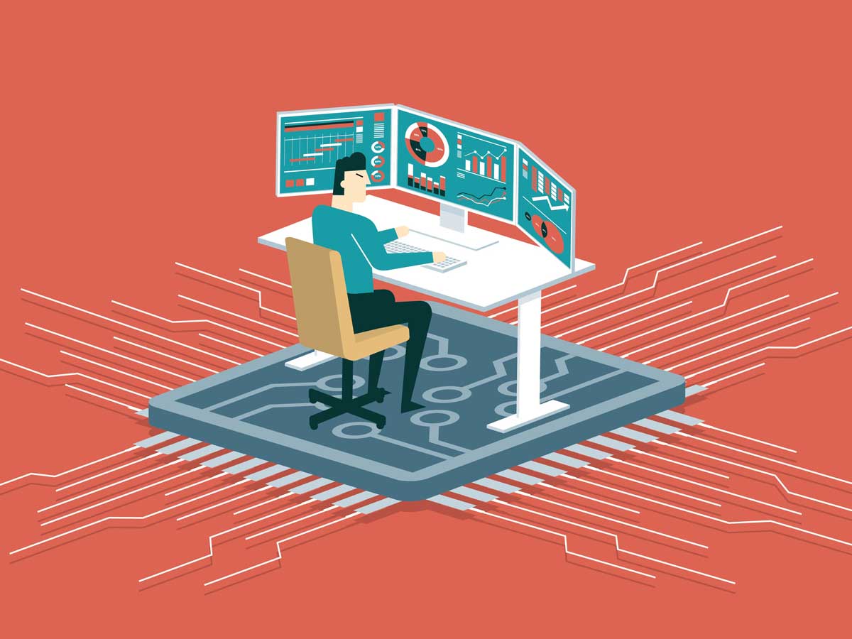 illustration of a person working at a computer